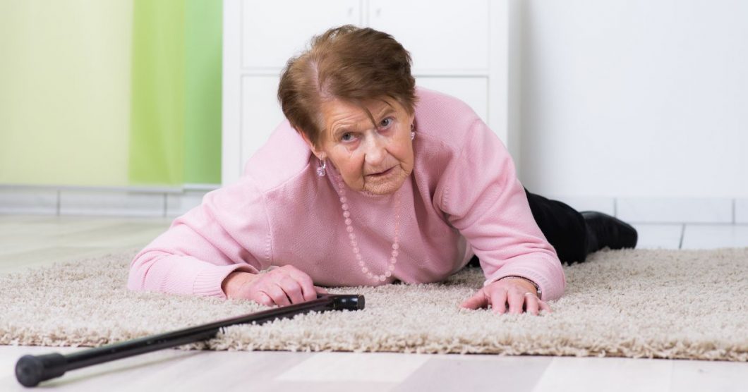 Elderly woman fell down in a nursing home